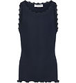 Rosemunde Top - Rib - Balta - Navy w. Lace