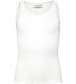 Rosemunde Topp - Rib - Balta - Nytt White m. Spetsar