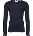 Rosemunde Blouse - Rib - Balta - Navy w. Lace