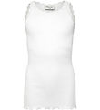 Rosemunde Top - Lang - Rib - Balta - New White w. Lace