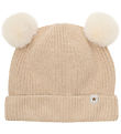 Huttelihut Húfa - Prjónað - írska Cream M. Pom-Pom