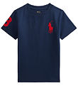 Polo Ralph Lauren Stuttermabolur - Dökkblátt M. Rautt
