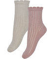 Minymo Socken - 2er-Pack - Ash Rose m. Glitzer