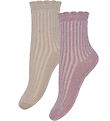Minymo Socken - 2er-Pack - Dunkelbraun Orchid m. Glitzer