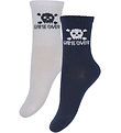 Minymo Socks - 2-Pack - Dark Navy/White w. Skull