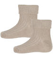 Minymo Socken - 2er-Pack - Rib - Light Taupe