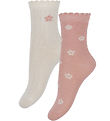 Minymo Socks - 2-Pack - Ash Rose w. Flowers