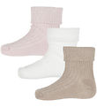 Minymo Socken - 3er-Pack - Rib - Shell