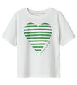 Name It Stuttermabolur - NkffEsko - Bright White M. Hjarta