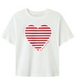 Name It Stuttermabolur - NkfFesko - Bright White M. Hjarta