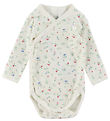 Petit Bateau Wrap Bodysuit l/s - Marshmallow/Multicolour