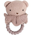 Smallstuff Rattle Teether - Bear - Knitted - 10 cm - Soft Rose