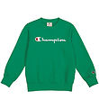 Champion Sweatshirt - Rundhalsausschnitt - Grün m. Logo