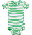 Joha Romper s/s - Rib - Wol/Zijde - Off White/Groen