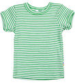 Joha Stuttermabolur - Rib - Ull/Silki - Off White/Grænt