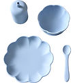 Jack o Juno Geschirr-Set - Silikon - 4 Teile - Poppy - Pale Blue