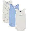 Petit Bateau Bodys ohne Ärmel - 3er-Pack - Weiß/Blau