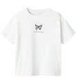 Name It T-shirt - NkfDane - Bright White w. Butterfly