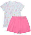 Minymo Shorts Set - T-shirt/Shorts - Wan Blue w. Flowers