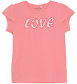Minymo T-shirt - Strawberry Pink w. Text