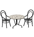 Maileg Miniature Dining Table And 2 Chairs - Black/Beige