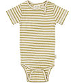 Petit Piao Bodysuit s/s - Rib - Modal - Khaki/Dark Off White