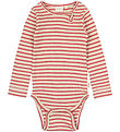 Petit Piao Bodysuit l/s - Rib - Modal - Light Berry/Dark Off Whi