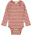 Petit Piao Bodysuit l/s - Rib - Modal - Light Berry/Multi Stripe