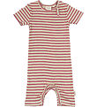 Petit Piao Summer Romper - Rib - Modal - Light Berry/Dark Off Wh