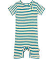 Petit Piao Summer Romper - Rib - Modal - Turquise/Dark Off White