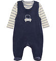 Fixoni Strampler m. Body l/ä - Velours - Indigo Blue