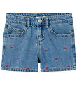 Name It Shorts - NkfBella - Medium+ Blue Denim/Heart EMBROIDERY