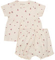 Minymo Shorts Set - Shorts/T-Shirt - Rib - White Swan