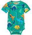 Småfolk Bodysuit s/s - Teal w. Dinosaurs
