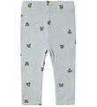 Name It Leggings - Rib - NbmFunkab - Pearl Blue m. Bienen