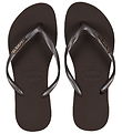 Havaianas Flip Flops - Slim Logo Metallic - Dark Brown