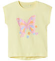 Name It Stuttermabolur - NmfFjóla - Pastel Yellow/Þverslaufa
