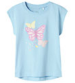 Name It Stuttermabolur - NmfVigea - Chambray Blue/Fiðrildi