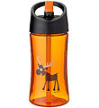 Carl Oscar Trinkflasche m. Strohhalme - 350 ml - Orange m. Elch