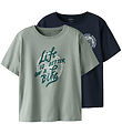 Name It T-Shirt - NkmVagno - 2er-Pack - Slate Grau/Navy Blazer
