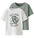 Name It T-Shirt - NmmVagno - 2er-Pack - Slate Grau/Bright White