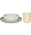 OYOY Dinner Set - Bioplastic - 3 Parts - Pullo - Pale Mint/Vanil