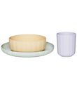 OYOY Dinner Set - Bioplastic - 3 Parts - Pullo - Pale Mint/Vanil