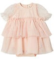 Lil' Atelier Bodysuit w. Skirt s/s - NbfFrilla - Tyl - Peach Blu