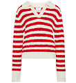 Grunt Polobluse - Strick - Fany - Off White/Rot
