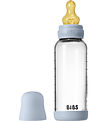 BIBS Babyflasche - 240 ml - Glas/Naturgummi - Baby Blue