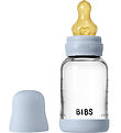 BIBS Nappflaska - 120 ml - Glas/Naturgummi - Baby Blue