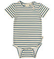 Petit Piao Bodysuit s/s - Total - Blue Mirage/Off White