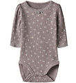 Name It Body l/ä - Rib - NbfHoise - Purple Dove m. Blumen