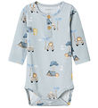 Name It Bodysuit l/s - NbmHelp - Pearl Blue w. Print